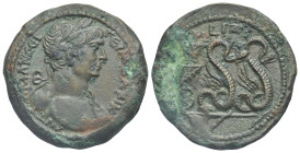 Egypt. Alexandria. Trajan, 98-117. Drachm (Bronze, 35.0 mm, 21.11 g). Dated RY 17 (= 113/4). ΑΥΤ ΤΡΑΙΑΝ ϹΕΒ ΓΕΡΜ ΔΑΚΙΚ Laureate bust right, slight dra...