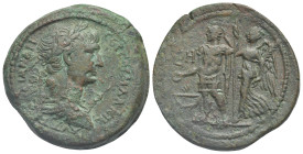Egypt. Alexandria. Trajan, 98-117. Drachm (Bronze, 35.35 mm, 25.32 g). Dated RY 18 (= 114/5). ΑΥΤ ΤΡΑΙΑΝ ΑΡΙ ϹΕΒ ΓΕΡΜ ΔΑΚΙΚ Laureate, draped and cuira...