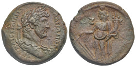 Egypt. Alexandria. Hadrian, 117-138. Drachm (Bronze, 33.5 mm, 28.05 g). Dated RY 17 (= 132/3). AVT KAIC TRAIAN AΔPIANOC CЄB Laureate, draped, and cuir...