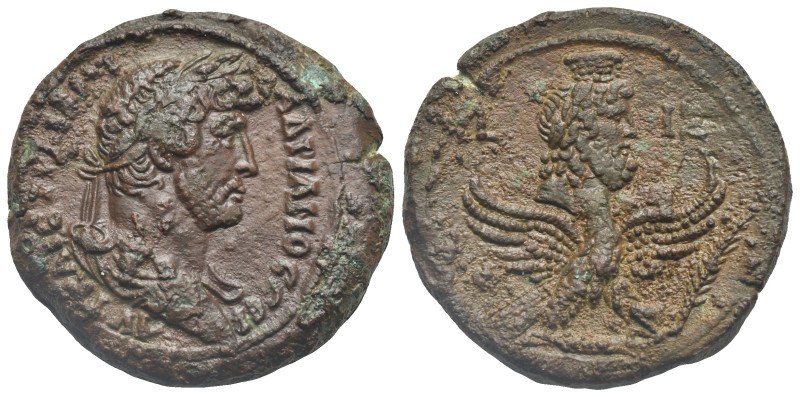 Egypt. Alexandria. Hadrian, 117-138. Drachm (Bronze, 35.89 mm, 27.69 g). Dated R...