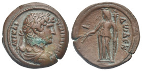Egypt. Alexandria. Hadrian, 117-138. Diobol (Bronze, 24.83 mm, 9.52 g). Dated RY 12 (= 127/8). ΑΥΤ ΚΑΙ - ΤΡΑΙ ΑΔΡΙΑ [ϹΕΒ] Laureate, draped, and cuiras...
