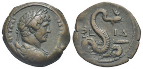 Egypt. Alexandria. Hadrian, 117-138. Diobol (Bronze, 24.5 mm, 9.52 g). Dated RY 14 (= 129/30). ΥΤ ΚΑΙ - ΤΡΑΙ [ΑΔΡΙΑ ϹΕΒ] Laureate draped and cuirassed...