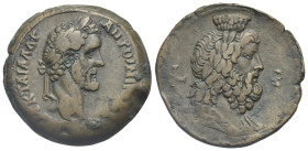 Egypt. Alexandria. Antoninus Pius, 138-161. Drachm (Bronze, 34.59 mm, 23.54 g). Dated RY 5 (= 141/2). [ΑΥ]Τ Κ Τ ΑΙΛ ΑΔΡ ΑΝΤωΝΙΝ[ΟϹ ΕΥϹΕΒ] Laureate hea...