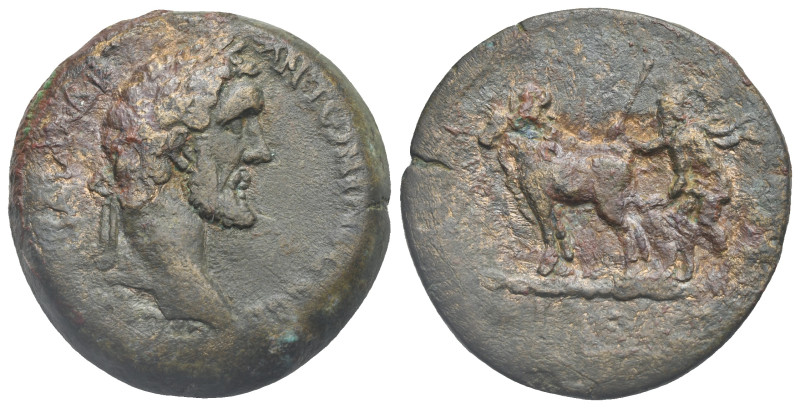 Egypt, Alexandria. Antoninus Pius, 138-161. Drachm (Bronze, 32.61 mm, 21.81 g). ...