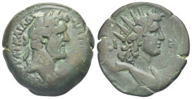 Egypt, Alexandria. Antoninus Pius, 138-161. Drachm (Bronze, 31.73 mm, 24.14 g). Dated RY 18 (= 154/5). ΑΥΤ ΚΑΙ ΑΔΡ ΑΝΤω[ΝΙΝΟϹ ϹΕΒ ΕΥϹ] Laureate and dr...