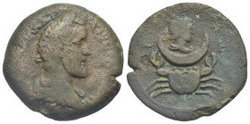 Egypt. Alexandria. Antoninus Pius, 138-161. Drachm (Bronze, 32.46 mm, 17.58 g). Zodiac series. Dated RY 8 (= 144/5). [ΑΥΤ Κ Τ ΑΙΛ] ΑΔΡ ΑΝ ΤωΝΕΙΝΟϹ ϹΕΒ...