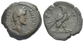 Egypt. Alexandria. Antoninus Pius, 138-161. Diobol (Bronze, 23.83 mm, 8.12 g). Dated RY 14 (= 150/1). [ΑΥΤ Κ Τ Α]ΙΛ ΑΔΡ ΑΝΤωΝΙΝ[ΟϹ] Laureate-headed bu...