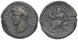 Egypt. Alexandria. Marcus Aurelius, 161-180. Drachm (Bronze, 34.20 mm, 30.93 g) dated RY 5 (= 164-165) Laureate bust of Marcus Aurelius left. Rev. Per...