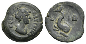 Egypt. Alexandria. Faustina Augusta, daughter of Antoninus Pius, 147-175. Obol (Bronze, 18.60 mm, 4.46 g) dated RY 19 (= 155-156) ΦΑΥϹΤΙΝΑ ϹЄΒΑϹΤΗ Dra...