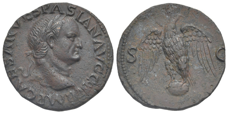 Vespasian, 69-79. As (Bronze, 28.00 mm, 9.65 g) Lugdunum, 71. IMP CAESAR VESPASI...