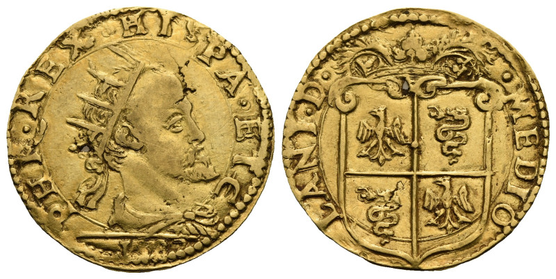 Italy. Milano. Filippo II di Spagna, 1556-1598. Doppia 1582 (Gold, 27.19 mm, 6.5...