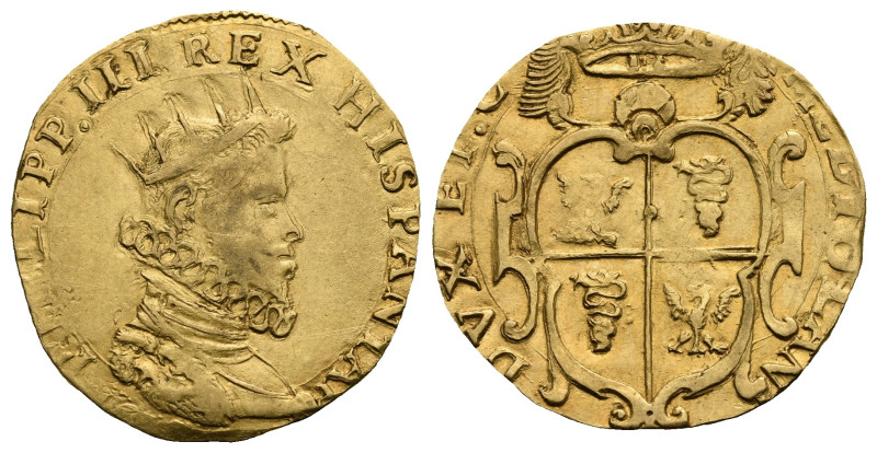 Italy. Milano. Philip III of Spain, 1598-1621. Doppia (Gold, 24,77 mm, 6.07 g). ...