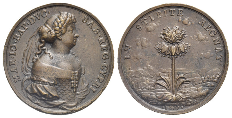 Italy. Savoia. Maria Giovanna Battista Savoia-Nemours, 1644-1724.). Medal 1677. ...