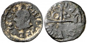 1634. Felipe IV. Barcelona. 1 diner. (Cal. 1246) (Cru.C.G. 4422l). 0,70 g. MBC-/BC+.