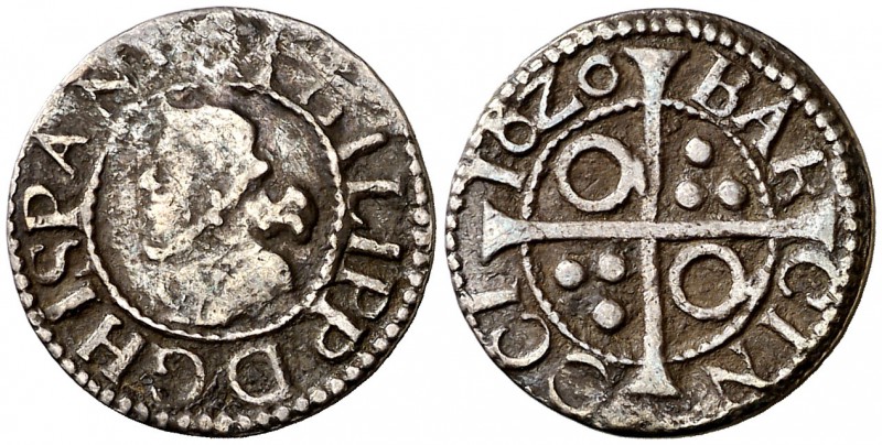 1626. Felipe IV. Barcelona. 1/2 croat. (Cal. 1131) (Cru.C.G. 4418). 1,40 g. Ex C...