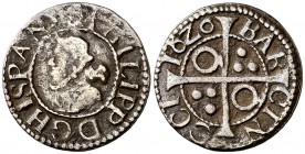 1626. Felipe IV. Barcelona. 1/2 croat. (Cal. 1131) (Cru.C.G. 4418). 1,40 g. Ex Colección Lepanto, Áureo 27/04/1999, nº 487. Ex Colección Trigo. Escasa...