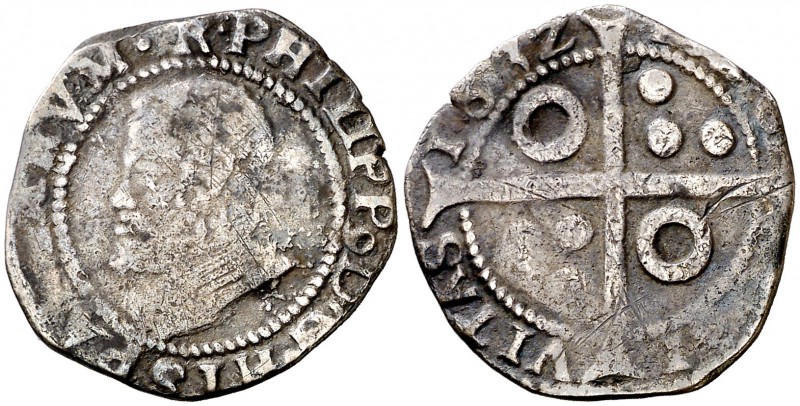 1632. Felipe IV. Barcelona. 1 croat. (Cal. 967) (Cru.C.G. 4413a). 2,76 g. Busto ...