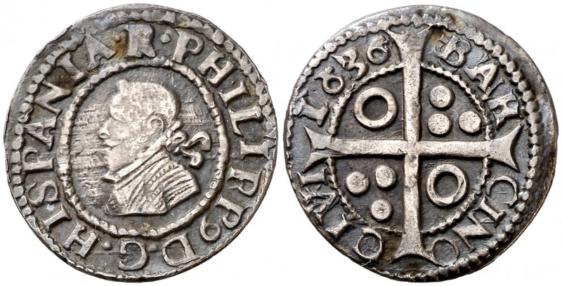 1636. Felipe IV. Barcelona. 1 croat. (Cal. 977) (Cru.C.G. 4414d). 3,13 g. Leves ...