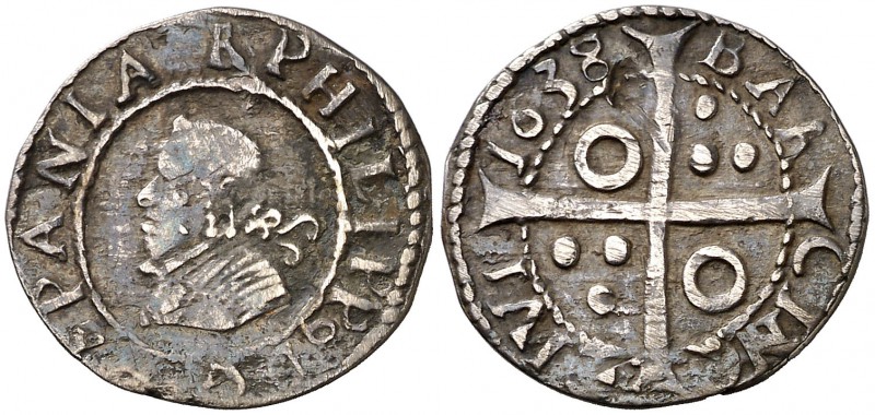 1638. Felipe IV. Barcelona. 1 croat. (Cal. 980) (Cru.C.G. 4414h). 2,42 g. Ex Áur...