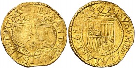 16(2)5. Felipe IV. Barcelona. 1/2 trentí. (Cal. 226) (Cru.C.G. 4409 var). 3,51 g. Estrella de seis puntas sobre y entre los bustos. Buen ejemplar. Par...