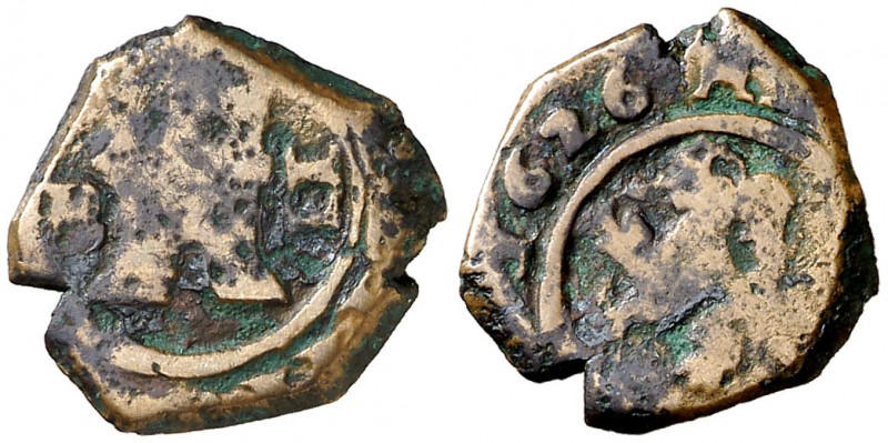 1626. Felipe IV. Burgos. 2 maravedís. (Cal. 1278). 1,60 g. BC+.