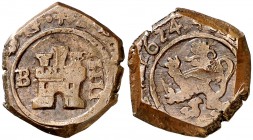1624. Felipe IV. Burgos. 4 maravedís. (Cal. 1265). 3,38 g. Buen ejemplar. MBC+.