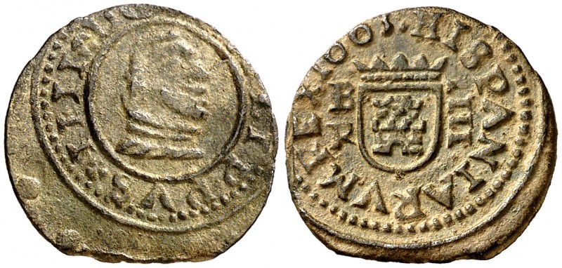 1663. Felipe IV. Burgos. R. 4 maravedís. (Cal. 1270). 1,46 g. Anverso descentrad...