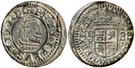 1663. Felipe IV. Burgos. R. 8 maravedís. (Cal. 1260). 2,40 g. Algo alabeada. MBC.