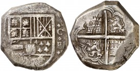 (1633 y 1634). Felipe IV. Cartagena de Indias. E. 8 reales. (Cal. tipo 74) (Restrepo M45-15). 27,52 g. Rarísima. MBC.