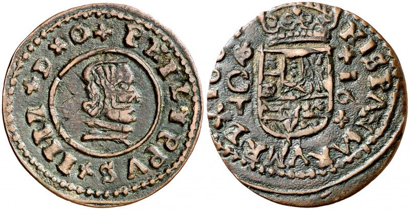 1664. Felipe IV. Córdoba. TC. 16 maravedís. (J.S. pág. 384). 3,52 g. Falsa de ép...
