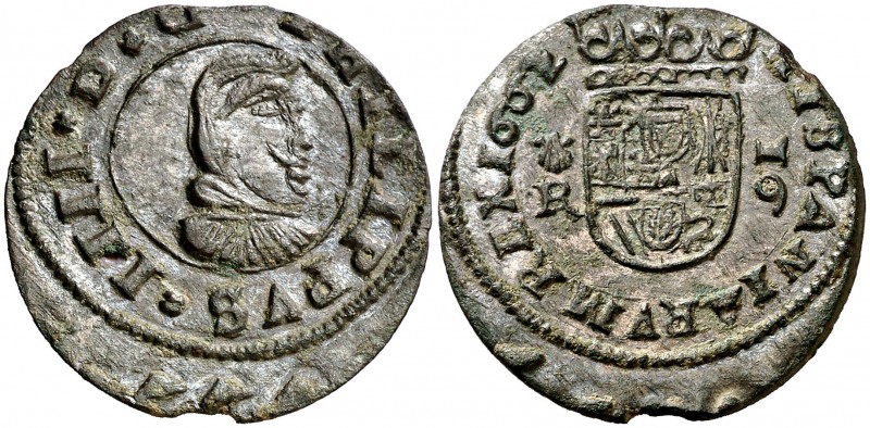 1662. Felipe IV. Coruña. R. 16 maravedís. (Cal. 1299). 3,90 g. Algo descentrada....