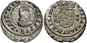1662. Felipe IV. Coruña. R. 16 maravedís. (Cal. 1299). 3,90 g. Algo descentrada. Conserva parte del plateado original. Ex Áureo 21/01/1997, nº 531. Ra...