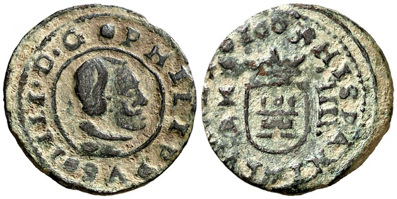 1663. Felipe IV. Cuenca. . 4 maravedís. (Cal. 1339). 1,20 g Buen ejemplar. Ex Áu...