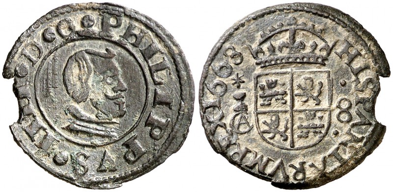 1663. Felipe IV. Cuenca. . 8 maravedís. (Cal. tipo 299, error de fecha) (J.S. M-...