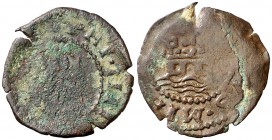 s/d. Felipe IV. Eivissa. 1 dobler. (Cal. 1386) (Cru.C.G. 3709b). 0,90 g. Numeral del rey visible. Grieta. Escasa. BC/BC+.