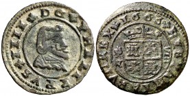 1663. Felipe IV. Granada. N. 8 maravedís. (Cal. 1364). 1,53 g. Bella. Escasa así. EBC.