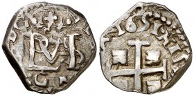 1651. Felipe IV. Granada. N. 1/2 real. (Cal. 1137). 1,56 g. Esta pieza fue acuñada con la plata procedente de Potosí. Buen ejemplar. Ex Colección de 1...