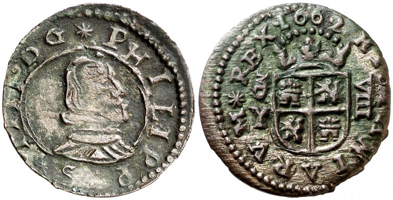 1662. Felipe IV. (Madrid). Y. 8 maravedís. (Cal. 1424). 2,28 g. Marca de ceca in...