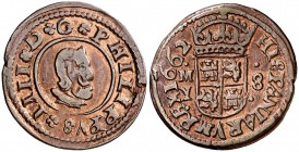 1662. Felipe IV. M (Madrid). Y. 8 maravedís. (Cal. 1427). 2,39 g. Pátina rojiza. MBC.
