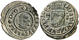 1662. Felipe IV. M (Madrid). Y. 8 maravedís. (Cal. 1427) (J.S. M-440 var). 2,41 g. Contramarca sobre el busto. Marca de ceca horizontal. Ex Áureo 16/1...
