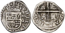 (1659-62). Felipe IV. (Madrid). G. 1 real. (Cal. falta). 3,23 g. Ex Áureo 16/10/2001, nº 829. Rara. MBC.