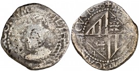 1648. Felipe IV. Mallorca. 4 rals. (Cal. 683) (Cru.C.G. 4425a, mismo ejemplar). 9,24 g. Fecha perfecta con el 4 inclinado. Acuñación floja y con impur...