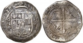 1652. Felipe IV. México. P. 8 reales. (Cal. 356). 25,47 g. Oxidaciones. Muy redonda. Ex Áureo 19/06/2001, nº 465. Rara. BC.