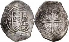 1654. Felipe IV. México. P. 8 reales. (Cal. 360). 22,89 g. Leves oxidaciones. Ex Spink (Nueva York) 05/12/1995, nº 97. MBC-.