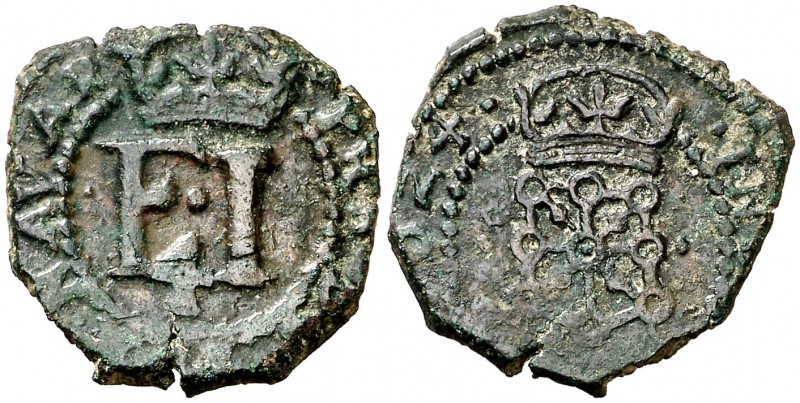 1624. Felipe IV. Pamplona. 4 cornados. (Cal. 1469) (R.Ros 4.5.16.5). 3,04 g. Sin...