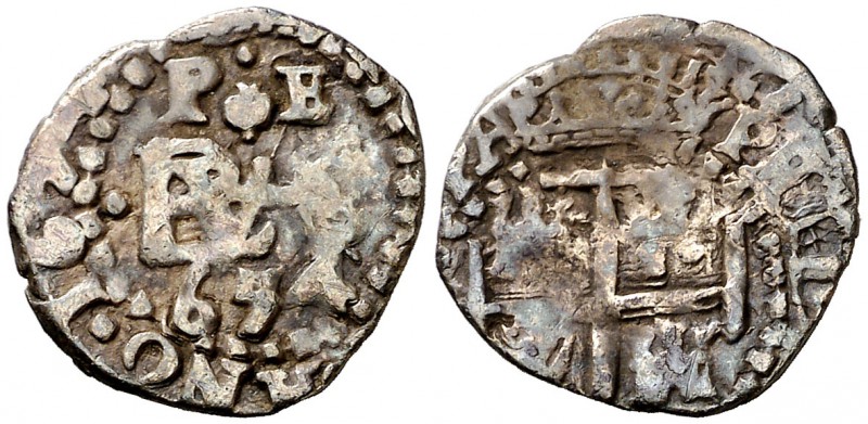 1654. Felipe IV. Potosí. E. 1/2 real. (Cal. 1179, mismo ejemplar). 0,94 g. P--E ...