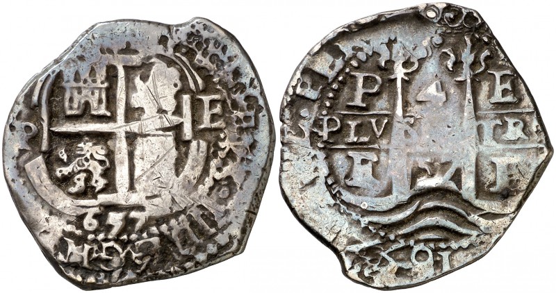 1657. Felipe IV. Potosí. E. 4 reales. (Cal. 749). 14,17 g. Triple fecha, la de l...