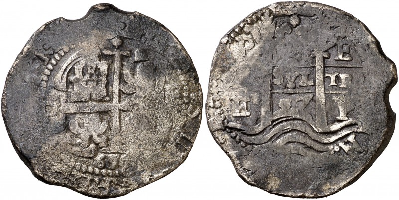 1657. Felipe IV. Potosí. E. 8 reales. (Cal. 445). 26,14 g. Doble fecha. Oxidacio...