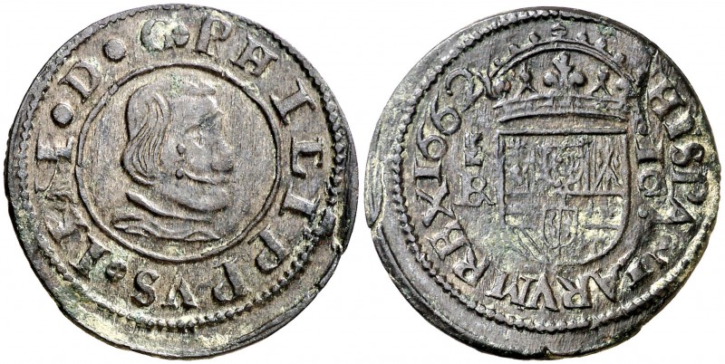 1662. Felipe IV. Segovia. . 16 maravedís. (Cal. 1510). 4,07 g. Buen ejemplar. MB...