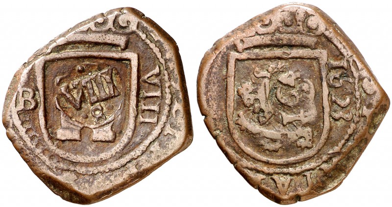 164(1). Felipe IV. Sevilla. (Cal. pág. 370) (J.S. H-35). 6,57 g. Resello de valo...